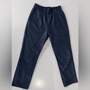 Joie Navy Lambskin Cropped Leather Pants Size XS